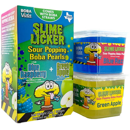 Slime Licker by BobaVida Blue Raspberry & Green Apple Sour Popping Boba Pearls