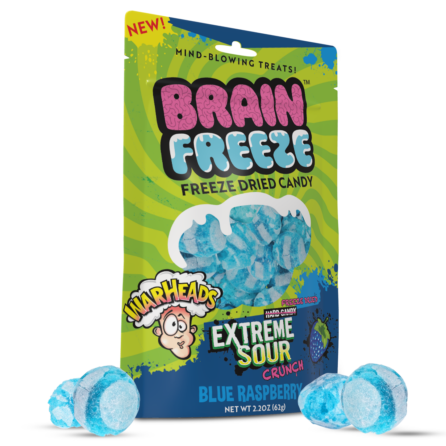 Brain Freeze Warheads Blue Raspberry Dried Candy