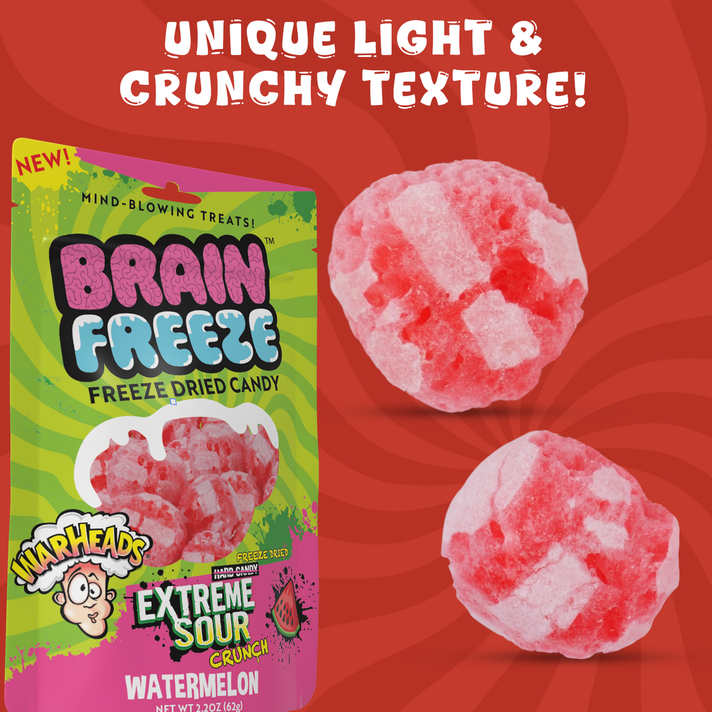 Brain Freeze Warheads Watermelon Dried Candy