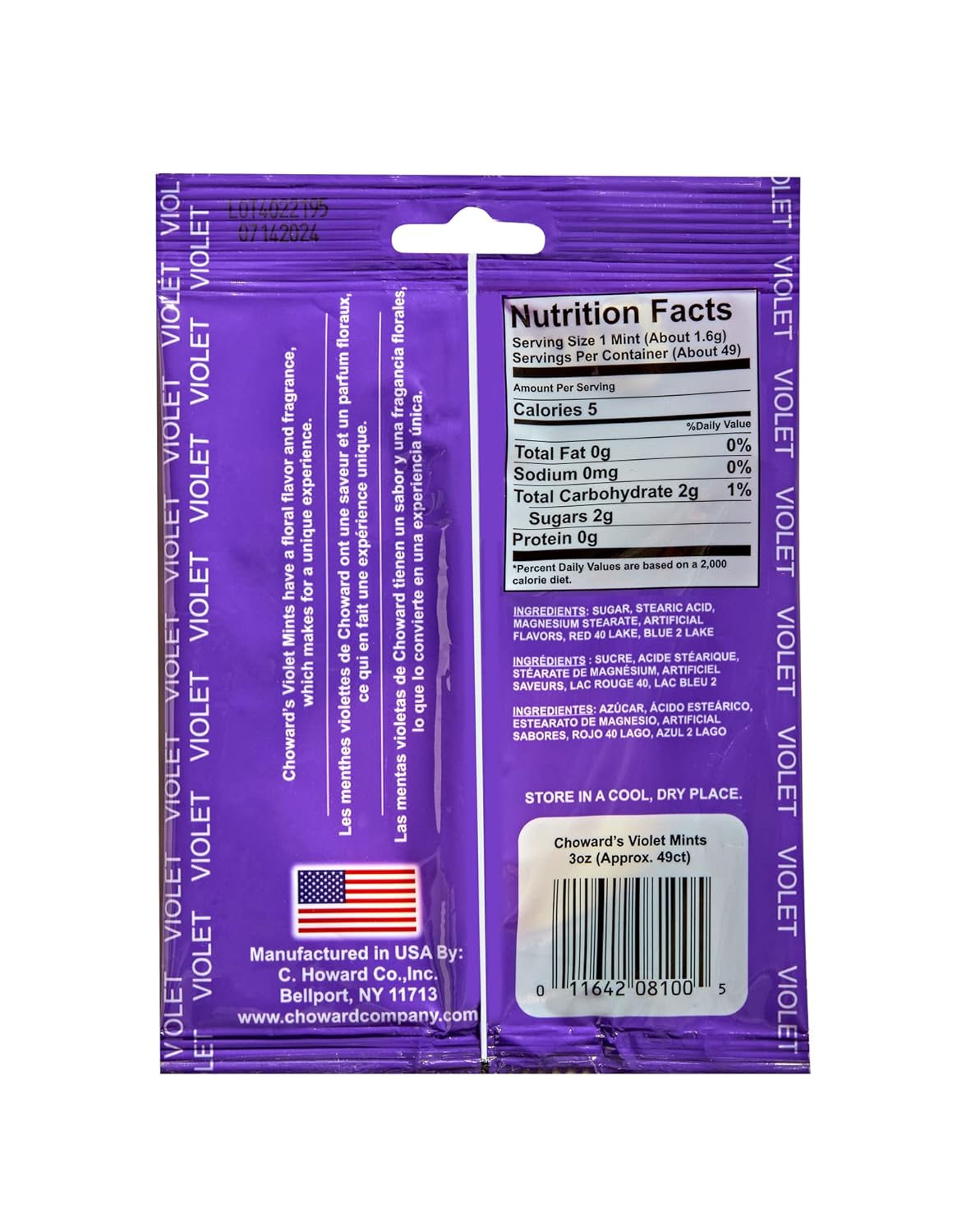 Choward's 3oz Violet Candy Bags 3 Pack