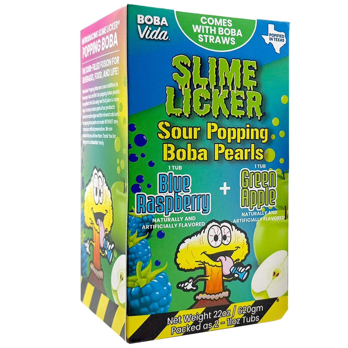 Slime Licker by BobaVida Blue Raspberry & Green Apple Sour Popping Boba Pearls