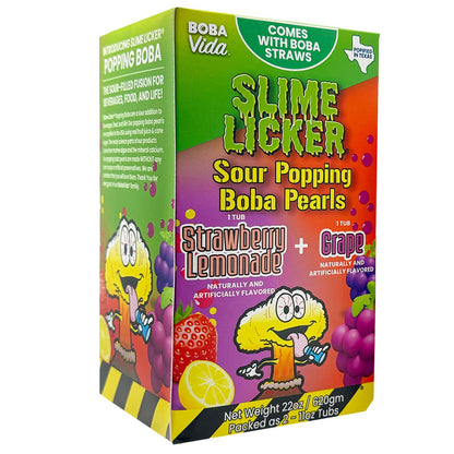 Slime Licker by BobaVida Strawberry Lemonade & Grape Sour Popping Boba Pearls