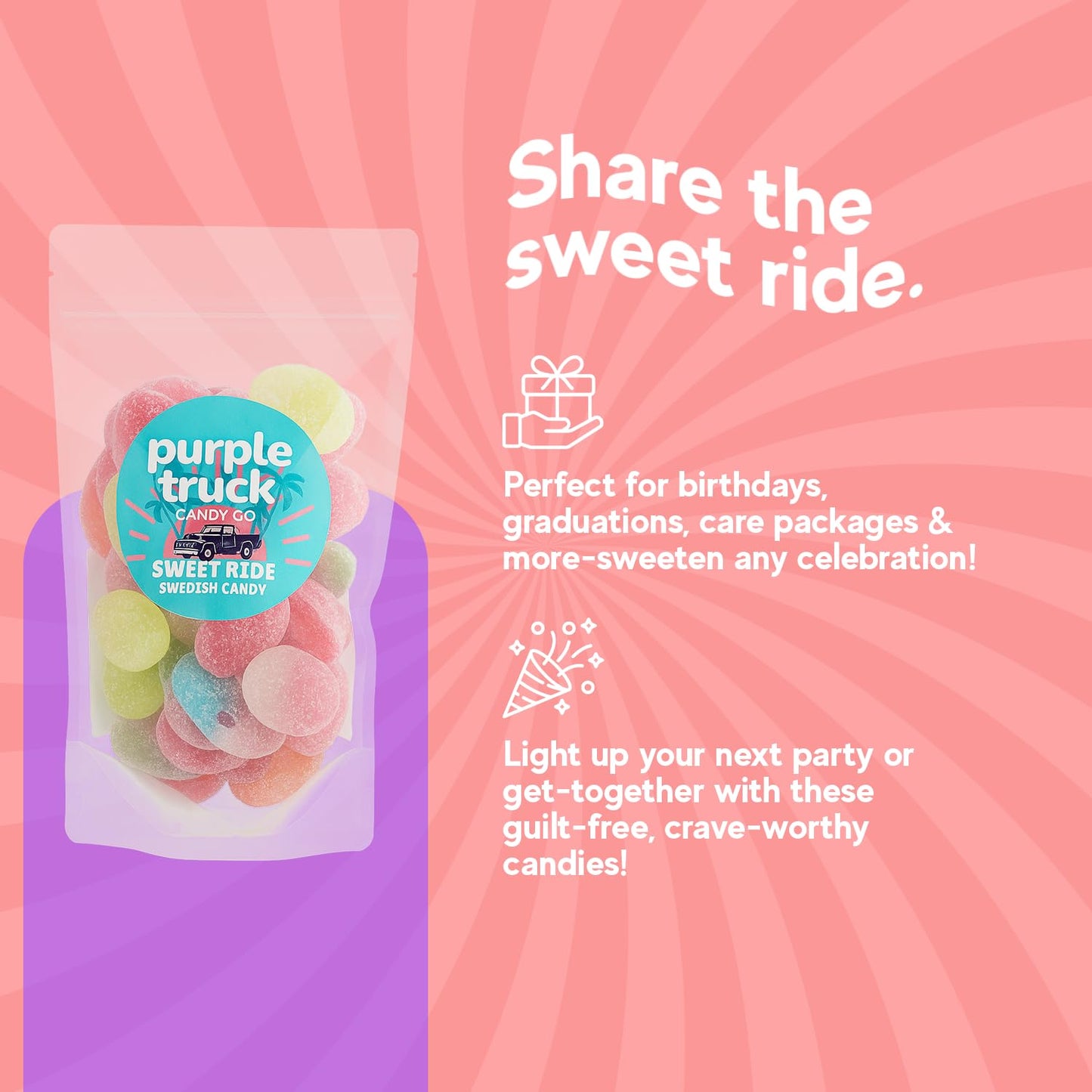 Purple Truck Candy Co. Sweet Ride Swedish Candy Mix .5 Pounds