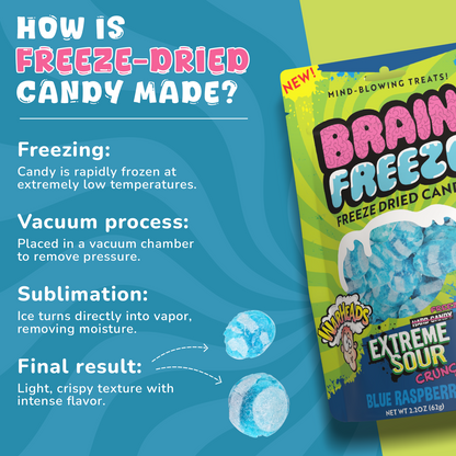 Brain Freeze Warheads Blue Raspberry Dried Candy