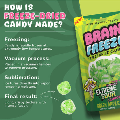 Brain Freeze Warheads Green Apple Dried Candy