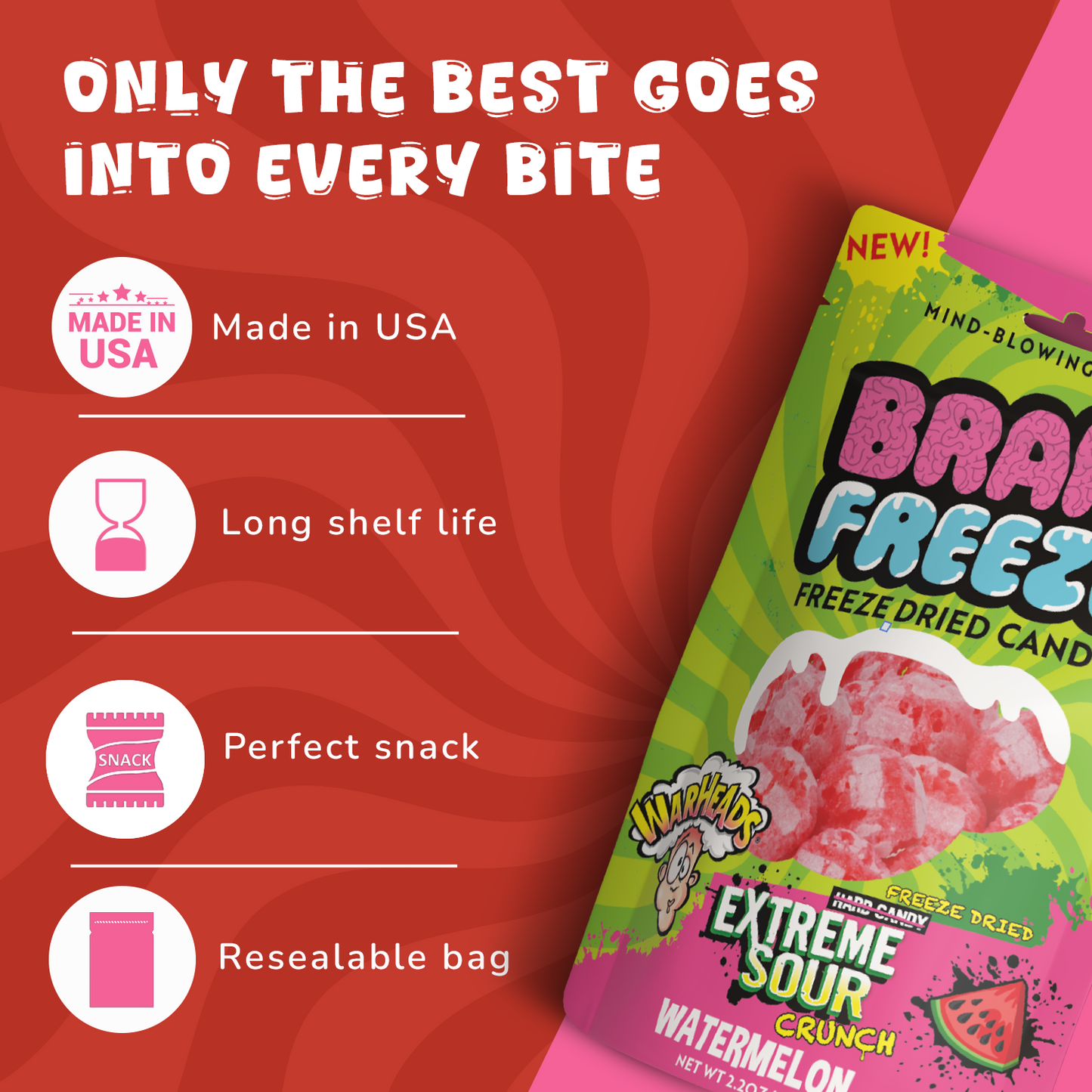 Brain Freeze Warheads Watermelon Dried Candy