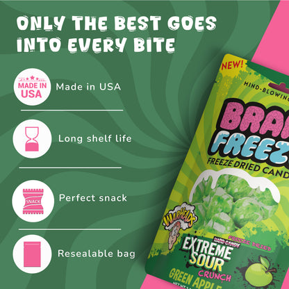 Brain Freeze Warheads Green Apple Dried Candy