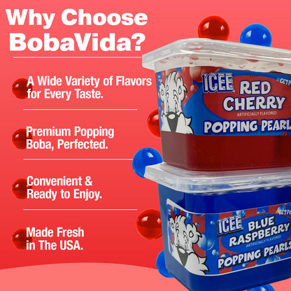 ICEE by BobaVida Blue Raspberry & Cherry Popping Boba Pearls Variety Pack