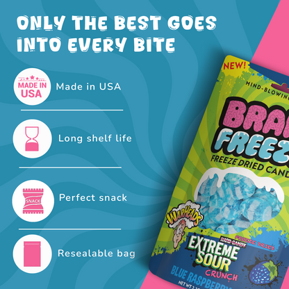 Brain Freeze Warheads Blue Raspberry Dried Candy