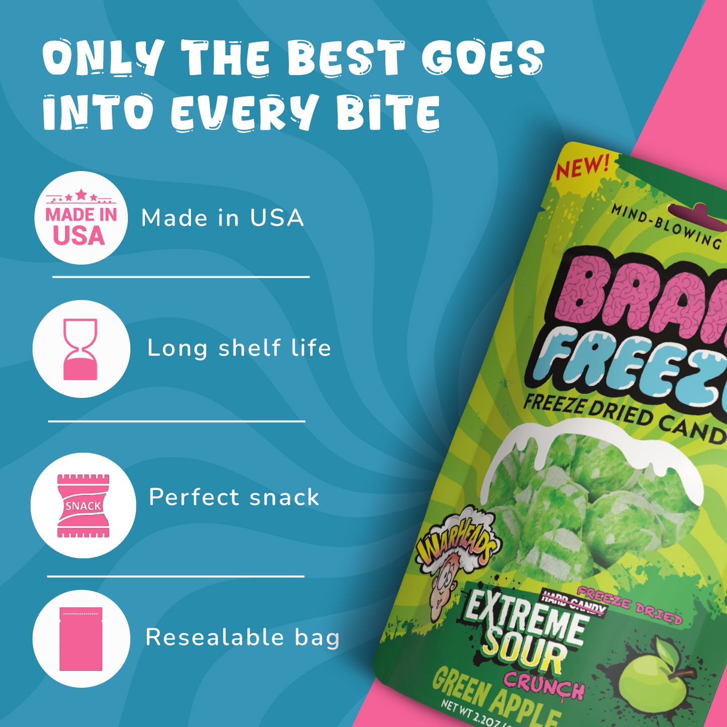 Brain Freeze Warheads Freeze Dried Candy Variety Pack