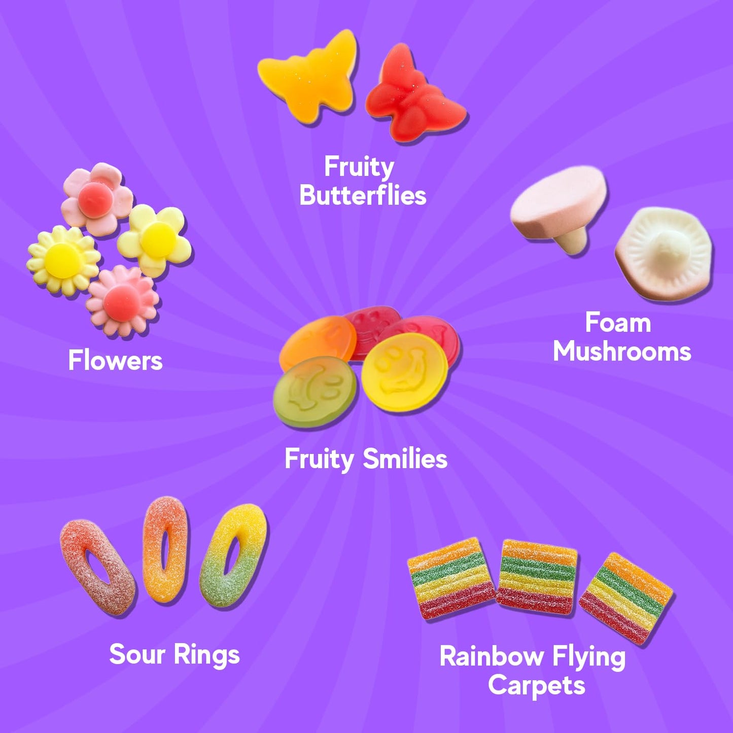 Purple Truck Candy Co. Flower Child Swedish Candy Mix .5 Pounds