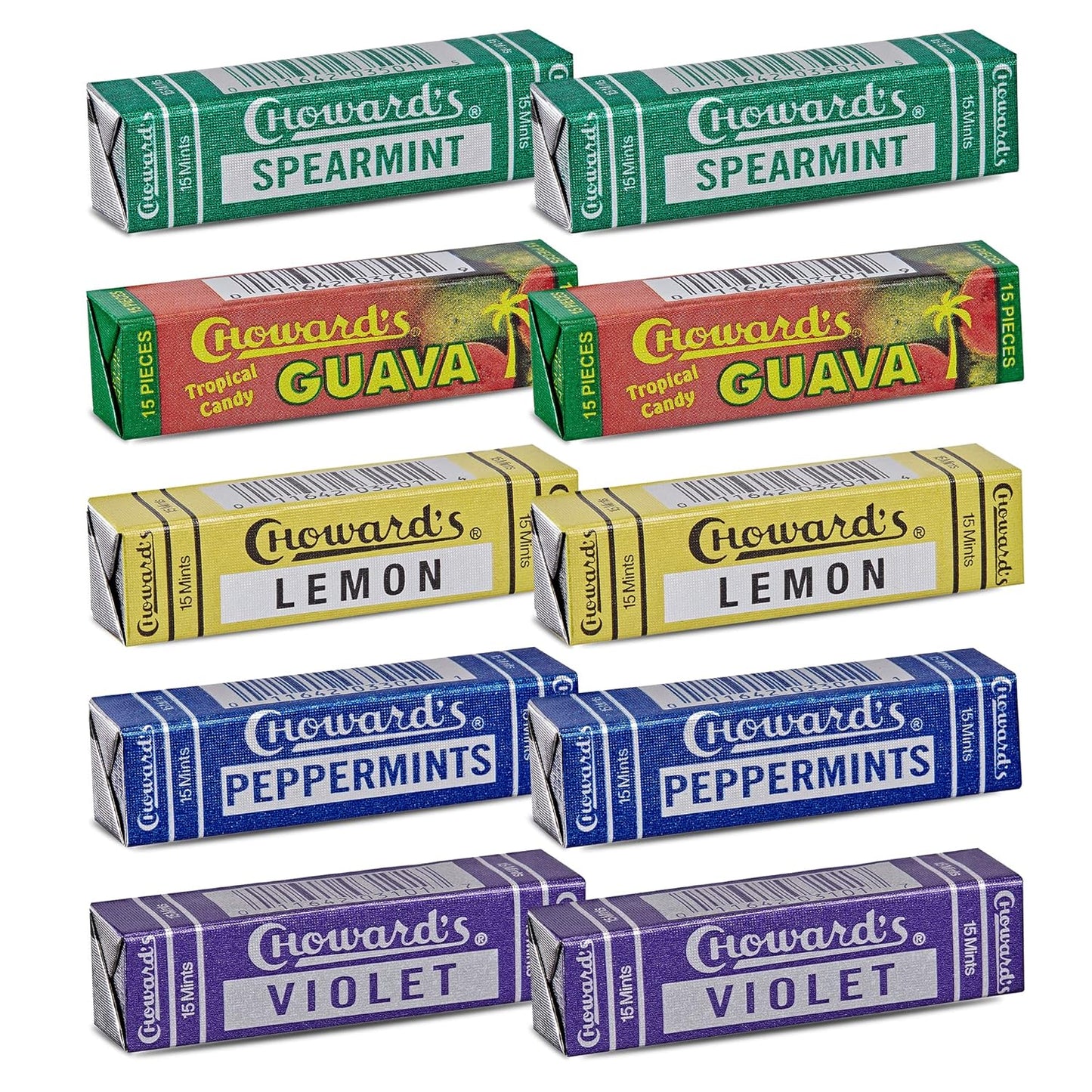 Chowards Mints Variety Pack of 10 - Violet, Spearmint, Peppermint, Guava and Lemon