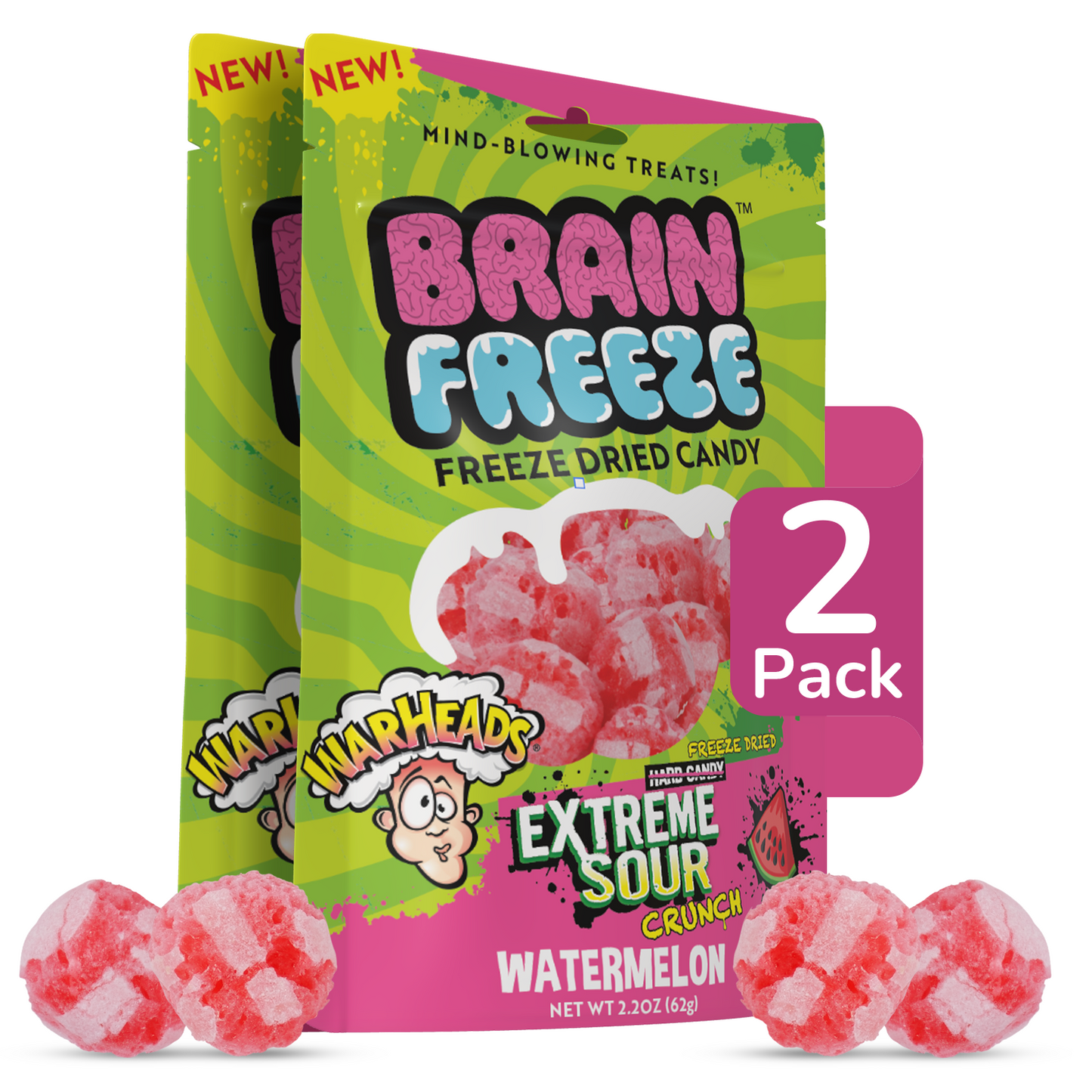 Brain Freeze Warheads Watermelon Dried Candy