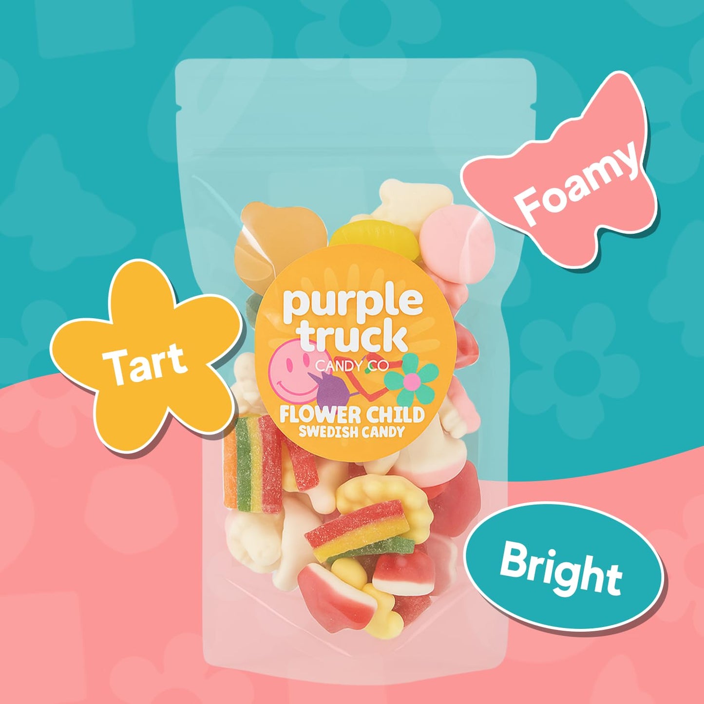 Purple Truck Candy Co. Flower Child Swedish Candy Mix .5 Pounds