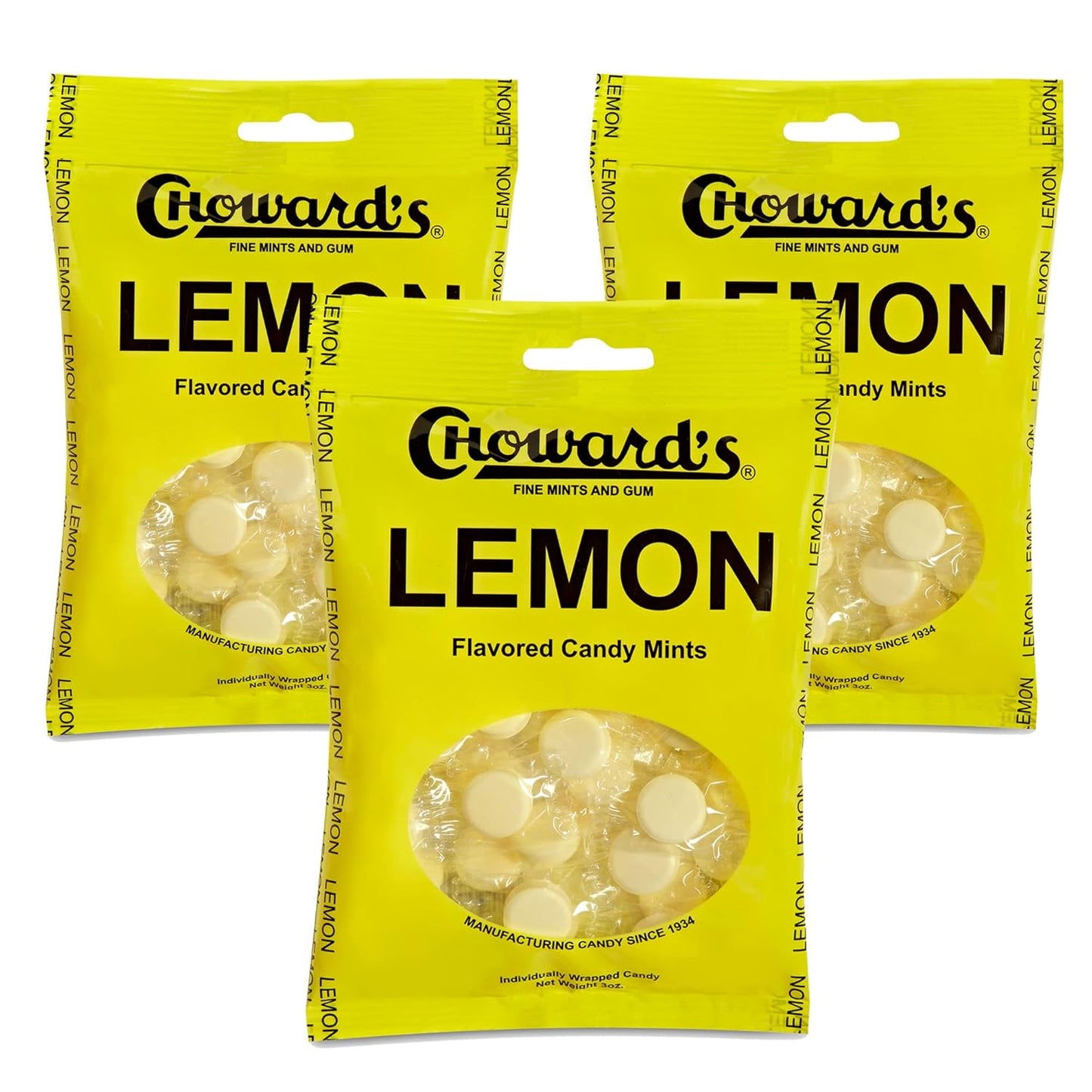 Choward's 3oz Lemon Candy Bags 3 Pack